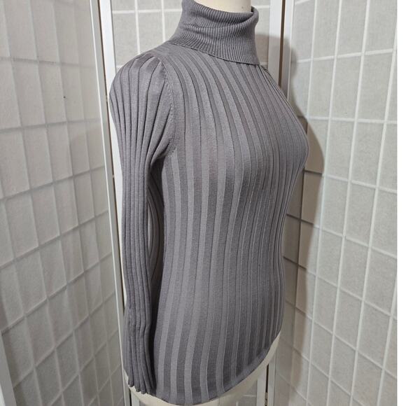 Ashley Stewart Women Gray Ribbed Knit Turtleneck Sweater Shirt Plus Size: 10/12 - Picture 9 of 10